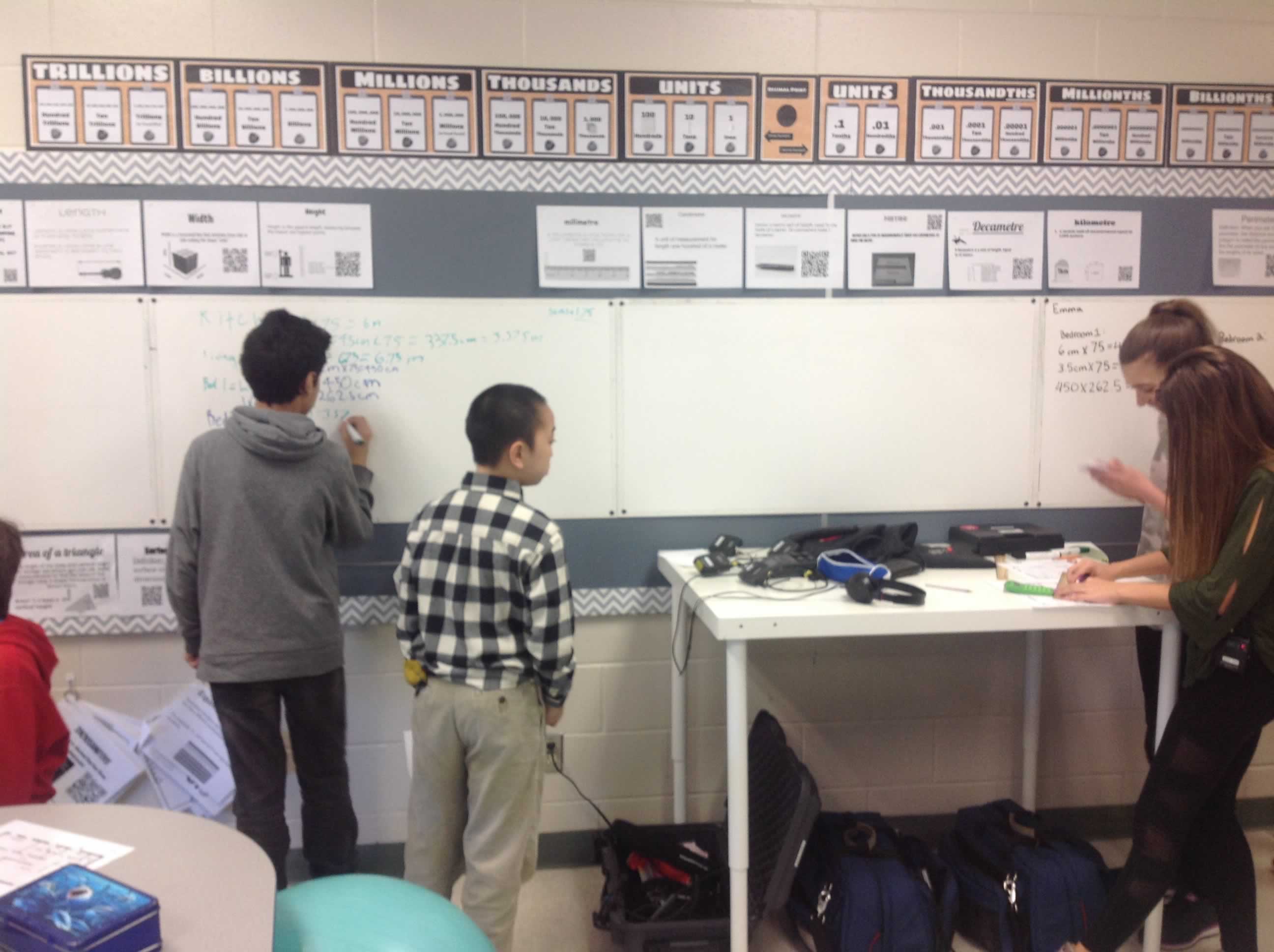 this is an image of students working on a whiteboard